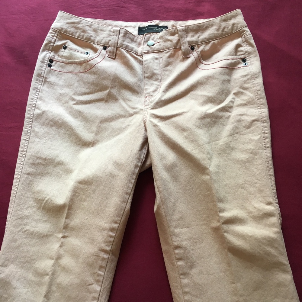 Casual creamy-peach colored woman's pants.